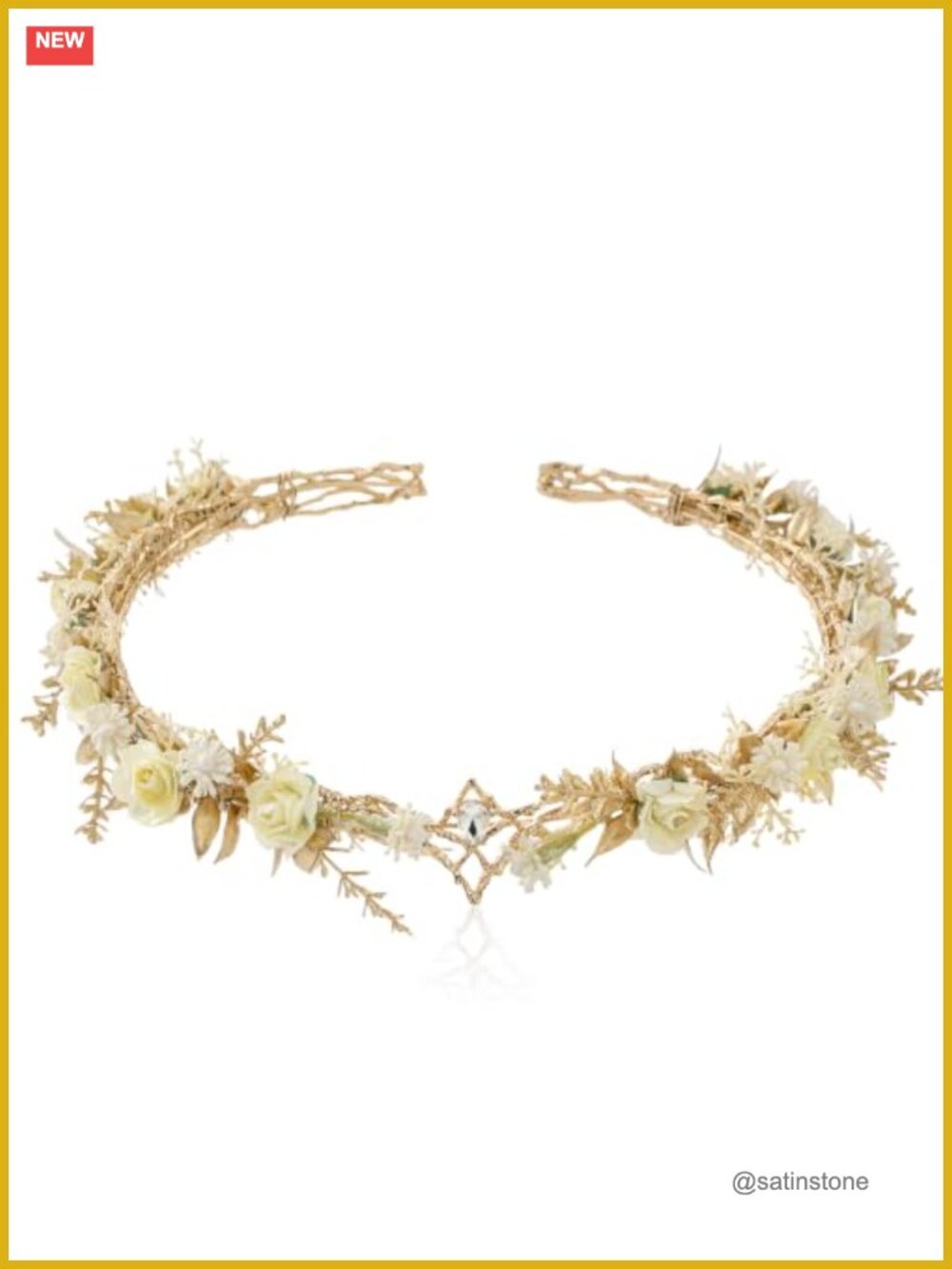 Gold Plated Metal Rose Flower Crown Fairy Floral Headband for Women